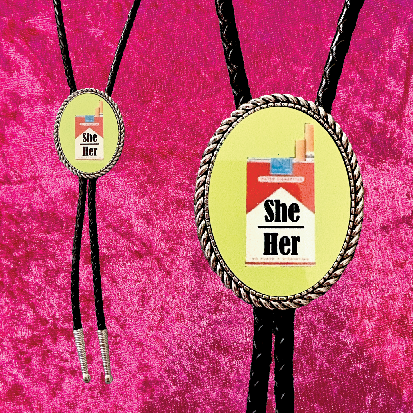 Cigarette Pronoun Leather Bolo Tie