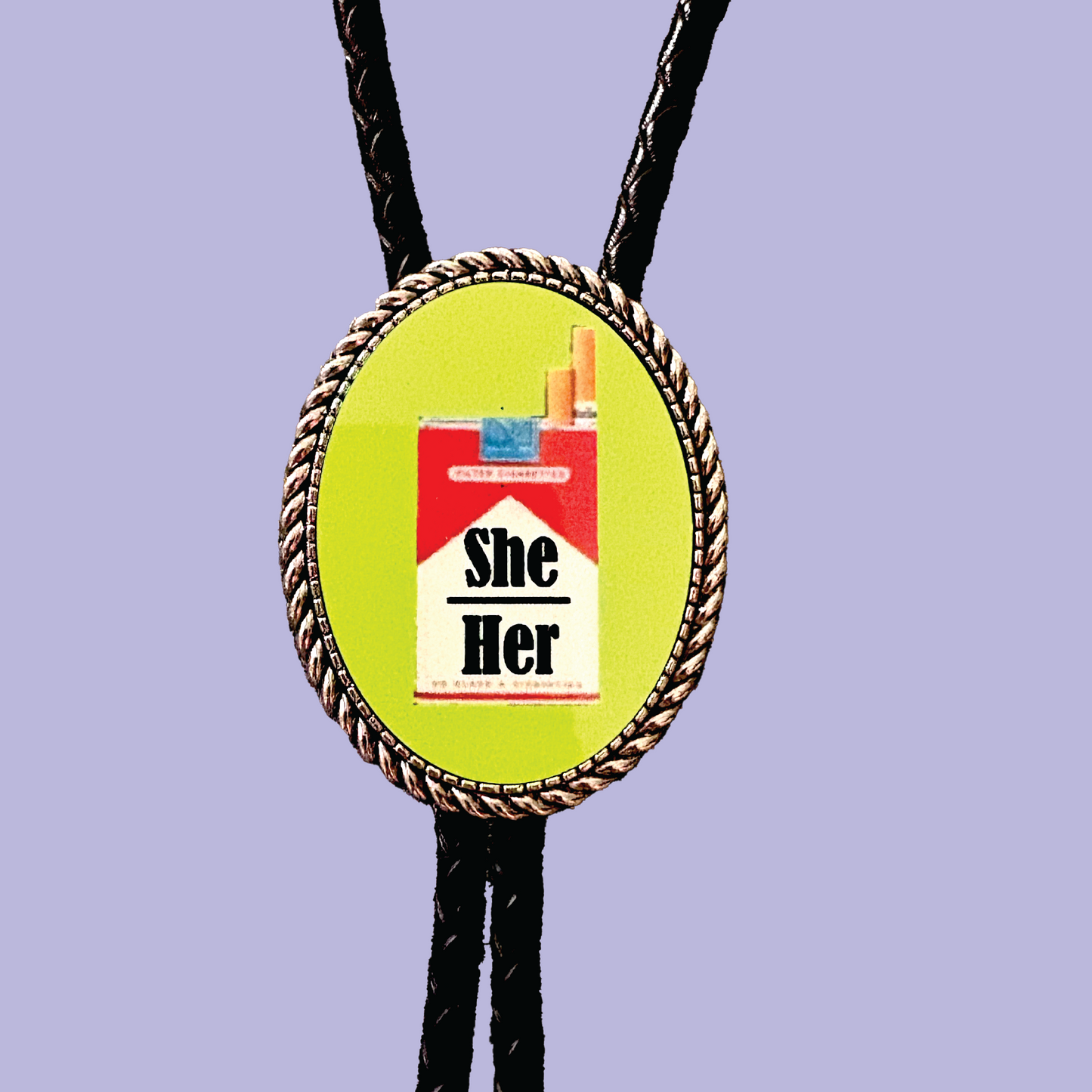 Cigarette Pronoun Leather Bolo Tie