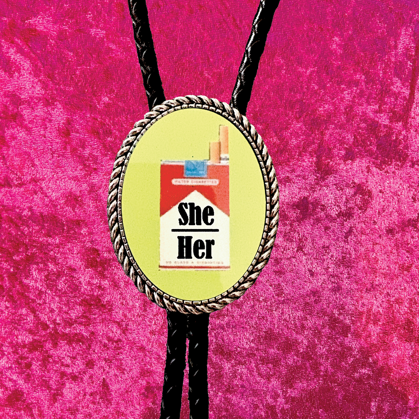 Cigarette Pronoun Leather Bolo Tie