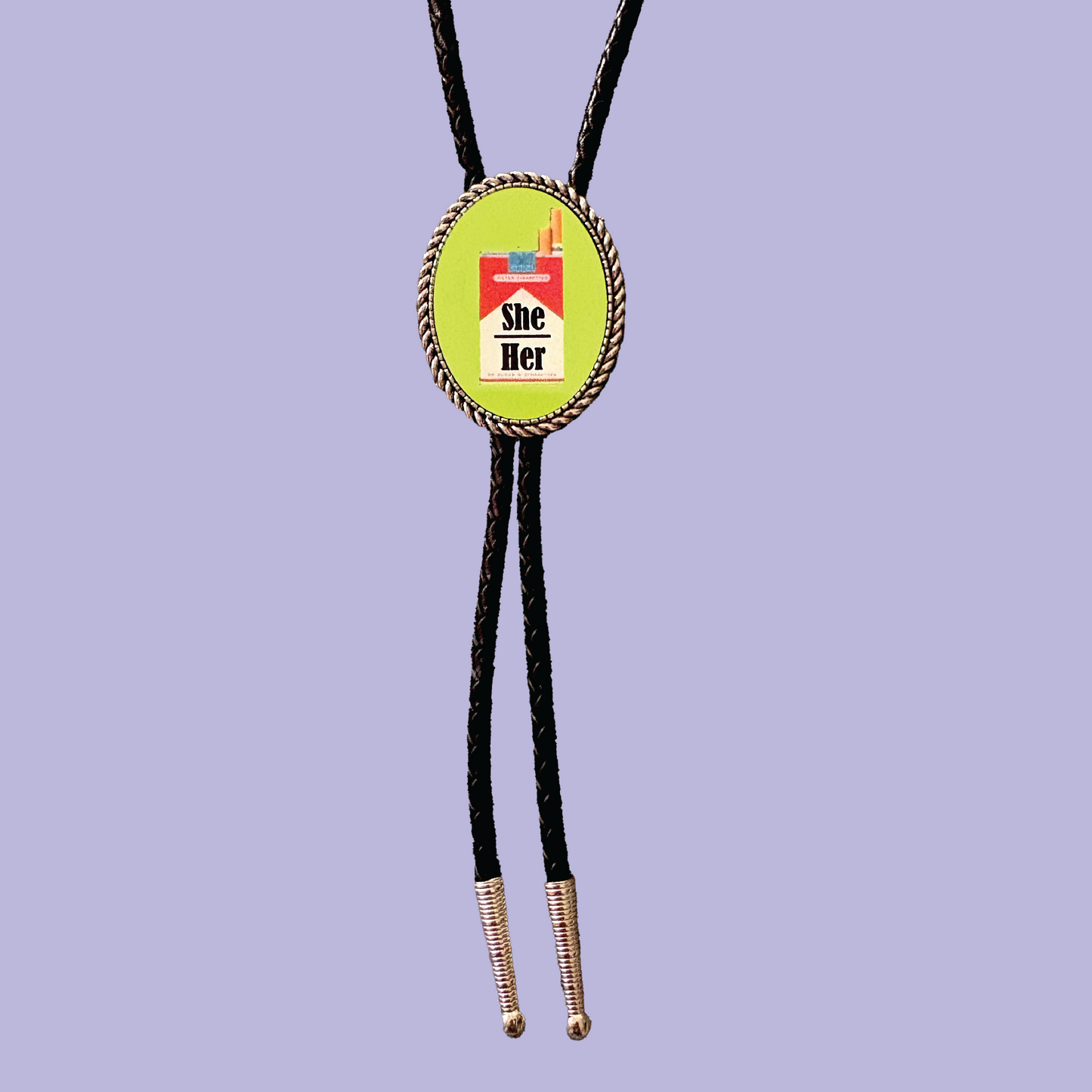 Cigarette Pronoun Leather Bolo Tie