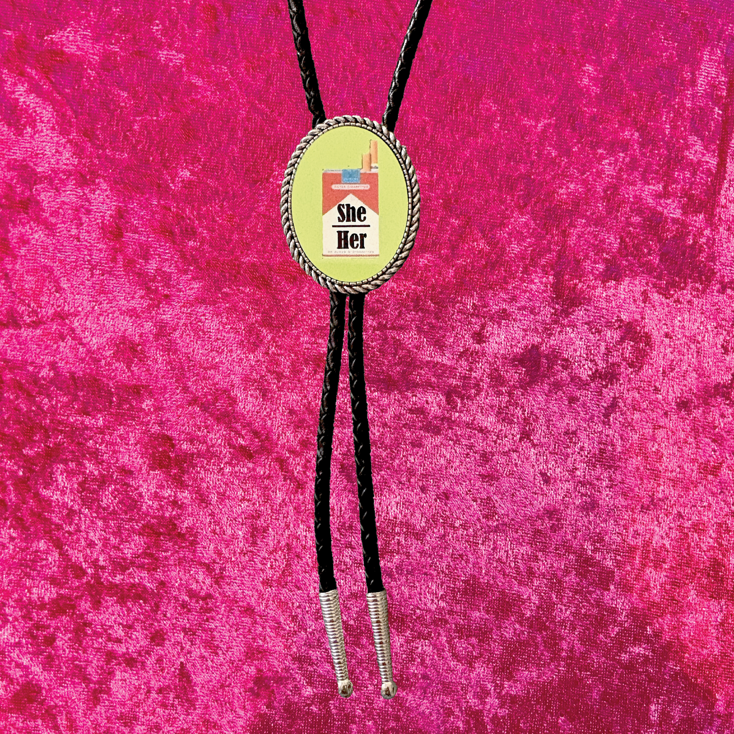 Cigarette Pronoun Leather Bolo Tie