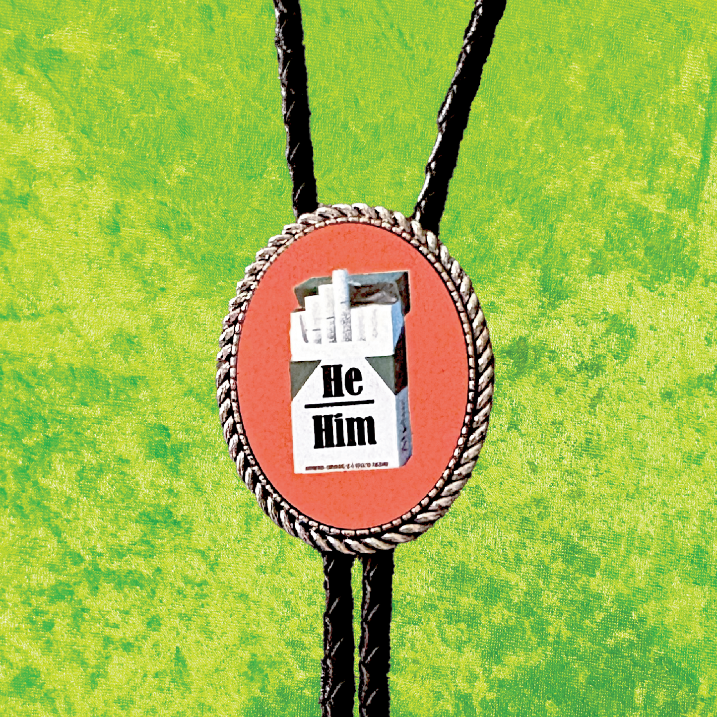 Cigarette Pronoun Leather Bolo Tie
