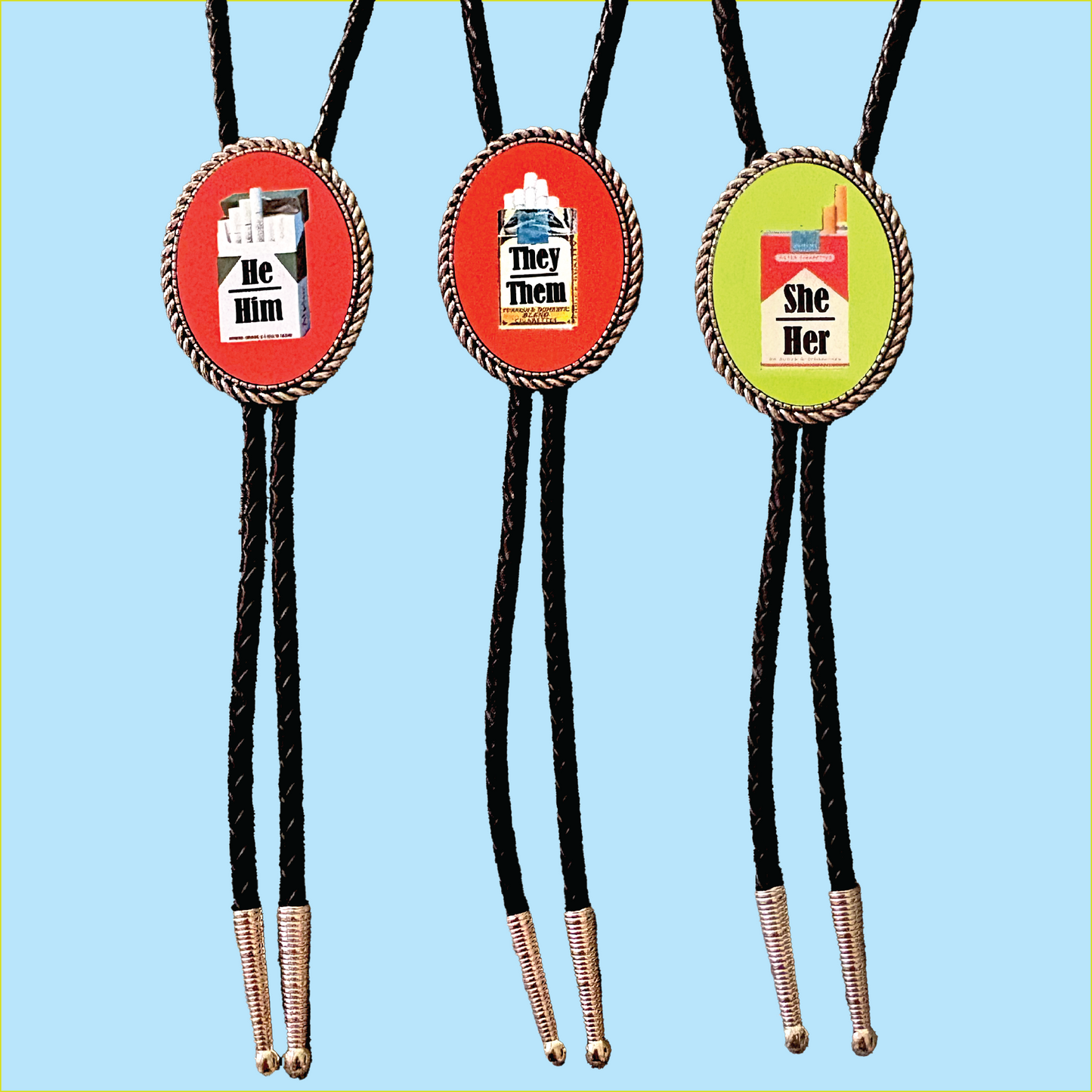Cigarette Pronoun Leather Bolo Tie