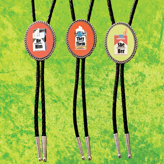 Cigarette Pronoun Leather Bolo Tie