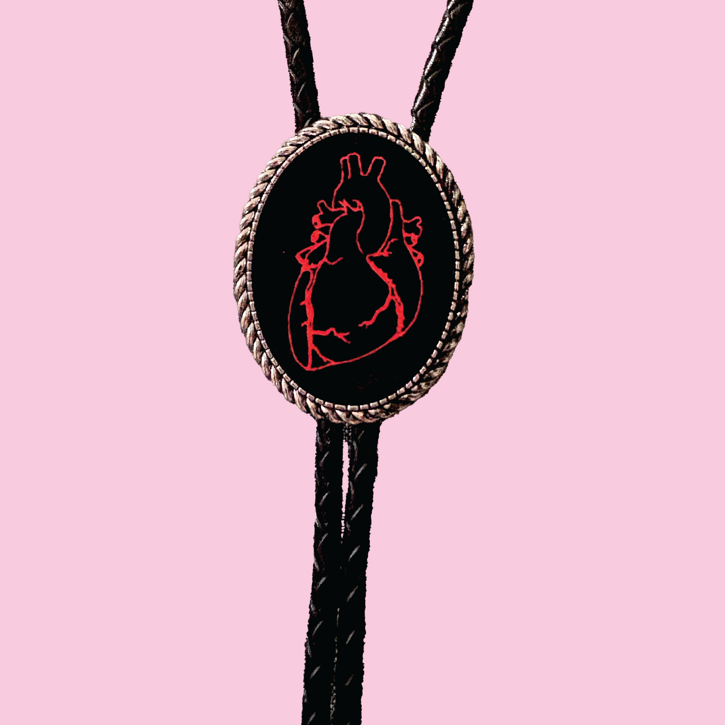 Anatomical Heart Leather Bolo Tie