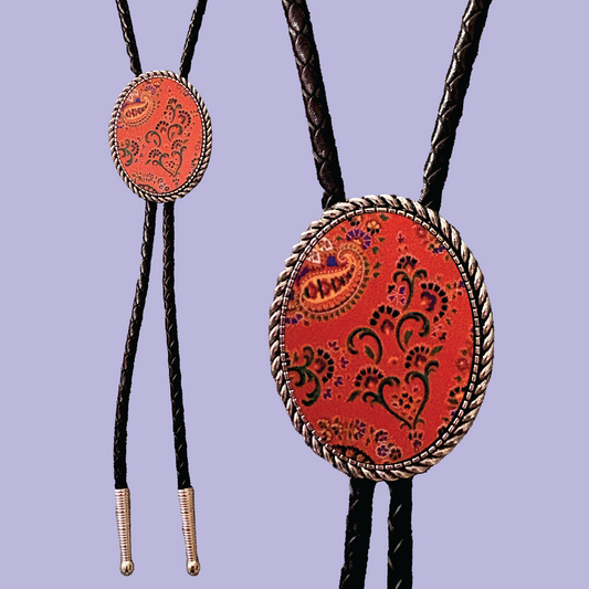 Paisley Leather Bolo Tie