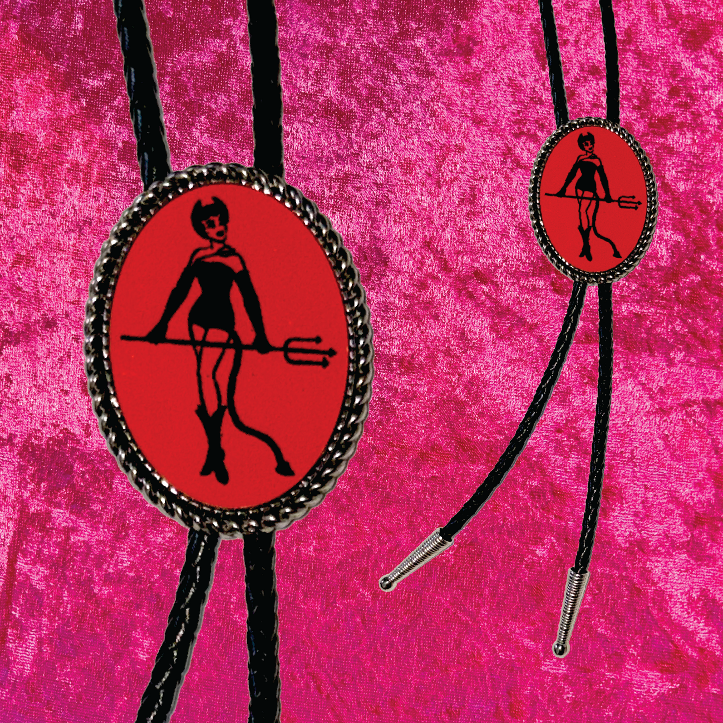 Devil Woman Leather Bolo Tie