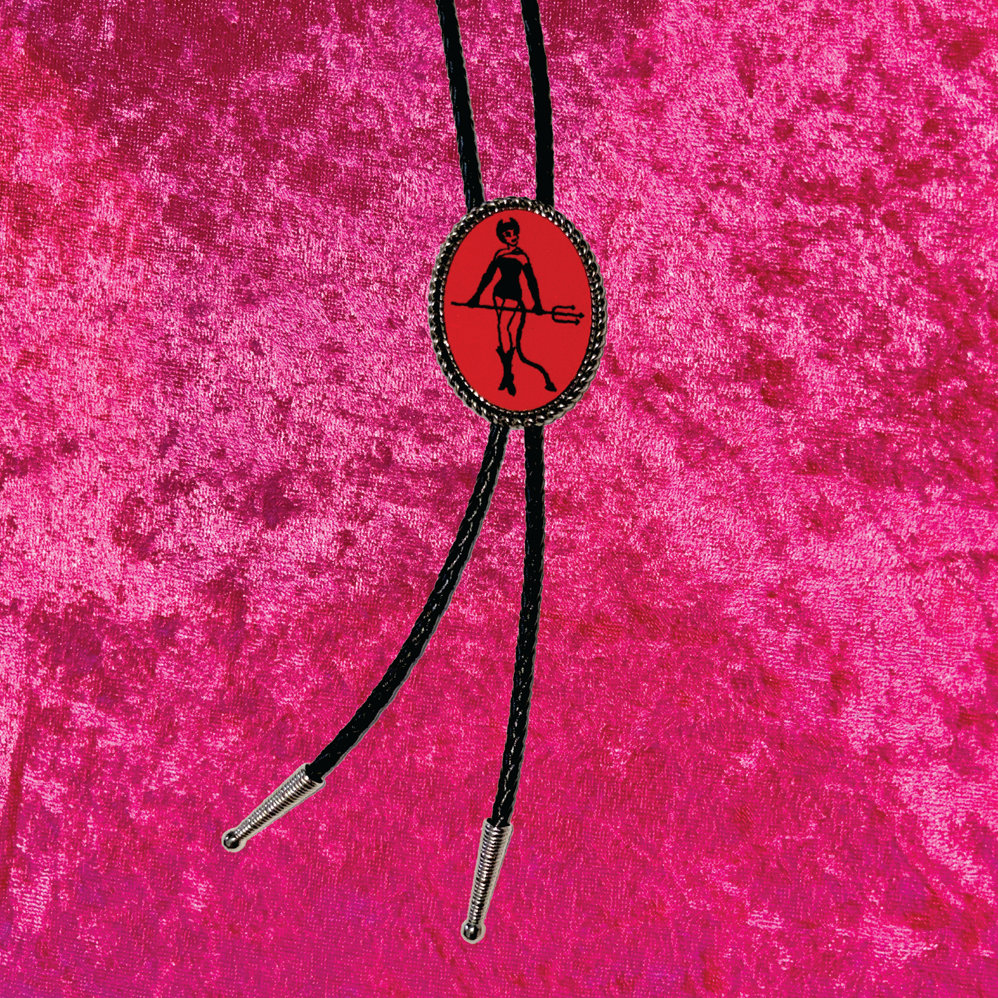 Devil Woman Leather Bolo Tie