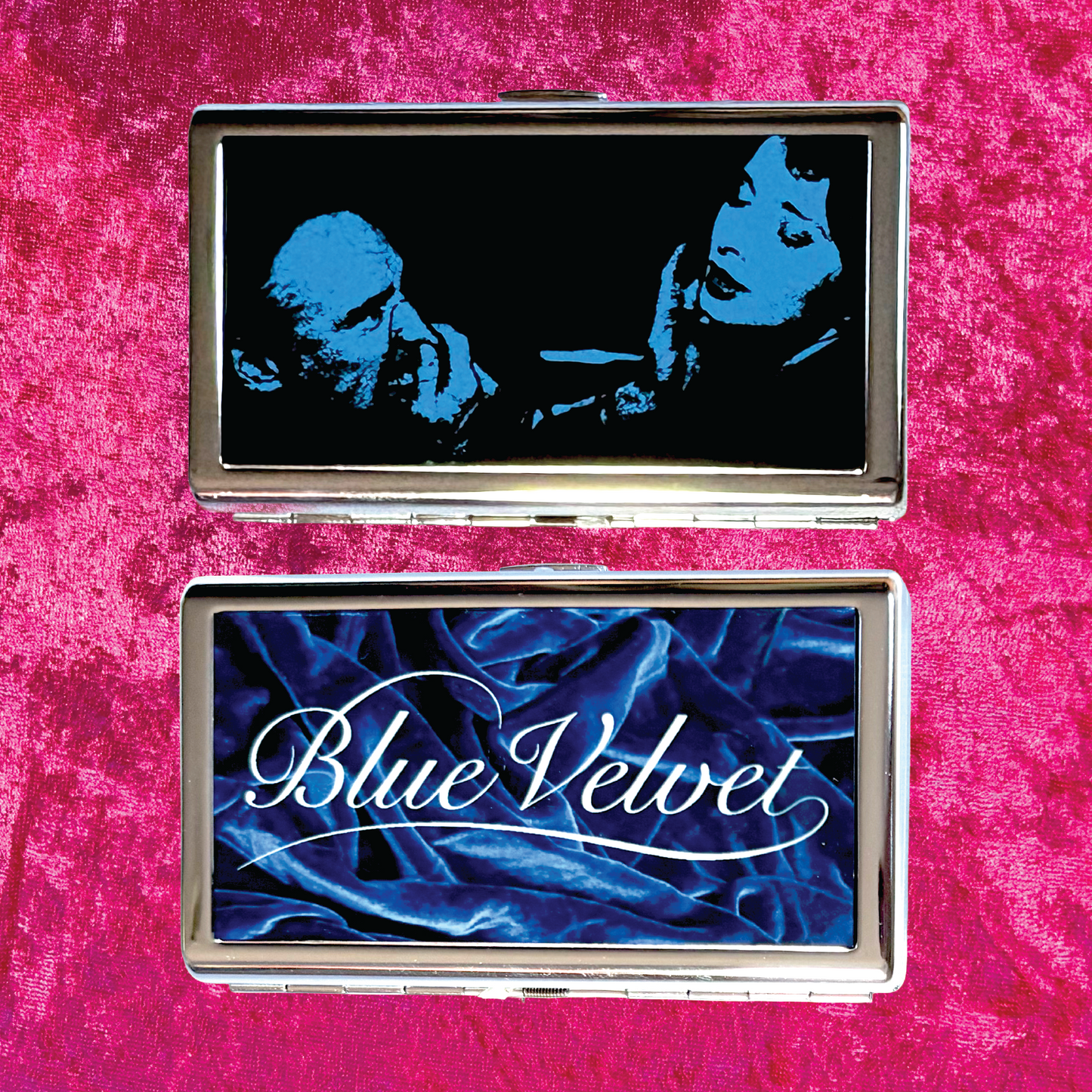 Blue Velvet Metal Cigarette Case