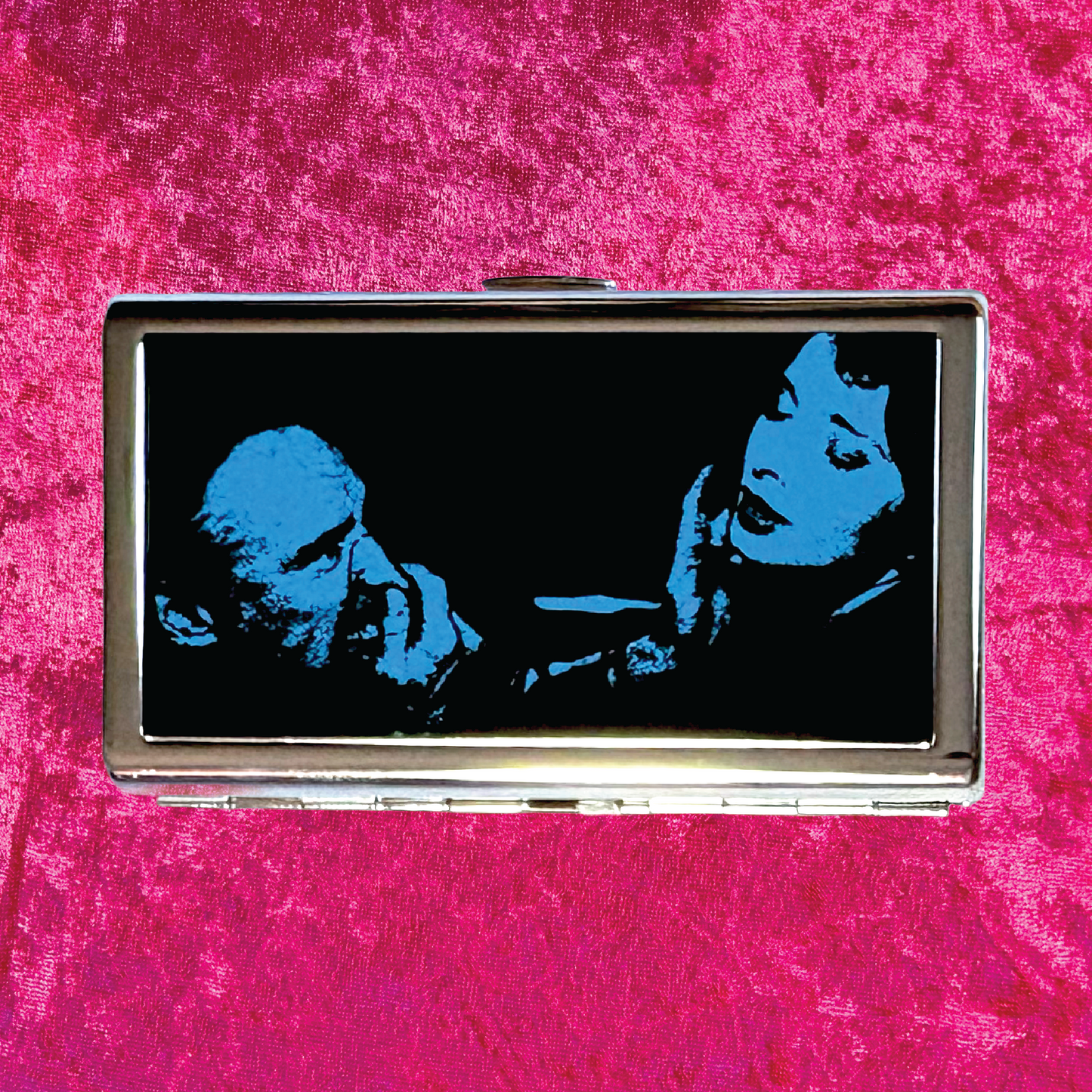 Blue Velvet Metal Cigarette Case