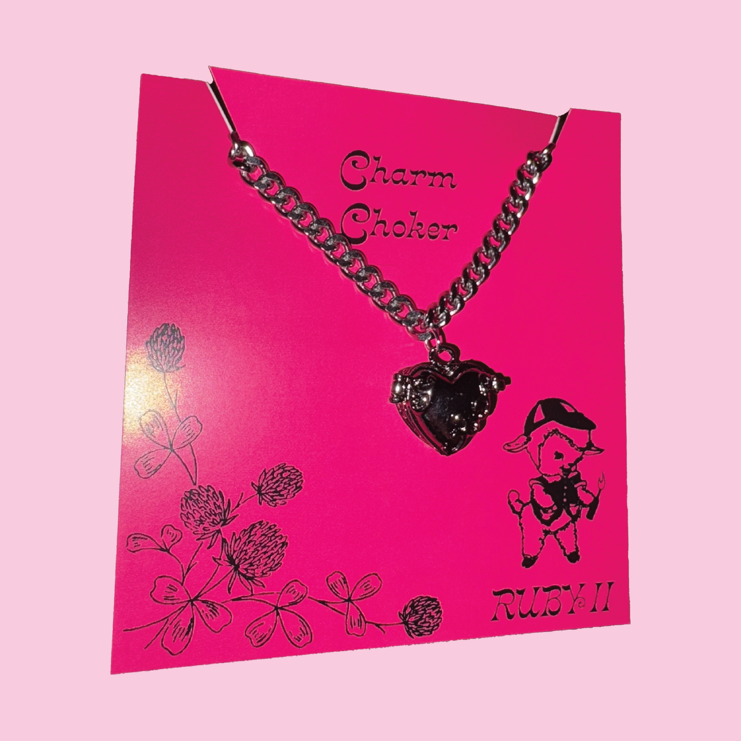 Silver Heart Shaped Box Charm Choker