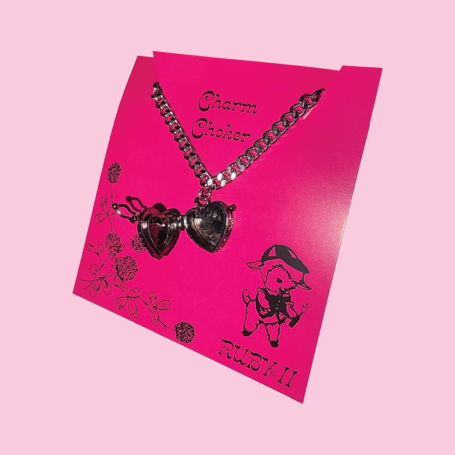 Silver Heart Shaped Box Charm Choker