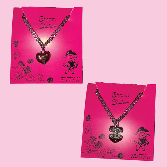 Red Heart Shaped Box Front Clasp Charm Choker