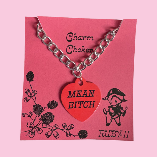Mean B*tch Dog Tag Charm Choker