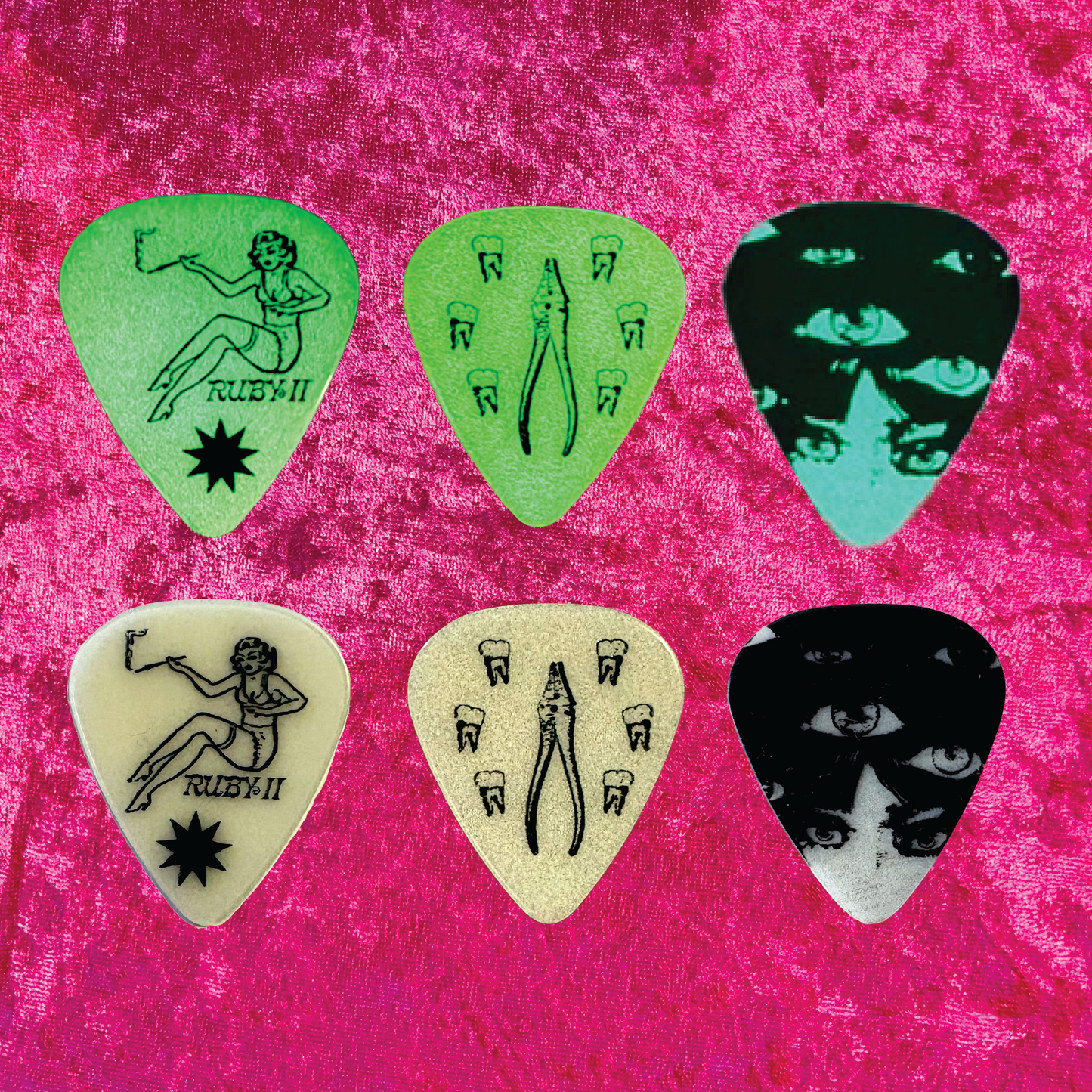 Ruby II Glow in the Dark Guitar Picks (3 Pack)