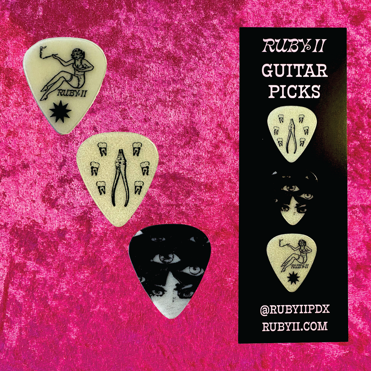 Ruby II Glow in the Dark Guitar Picks (3 Pack)