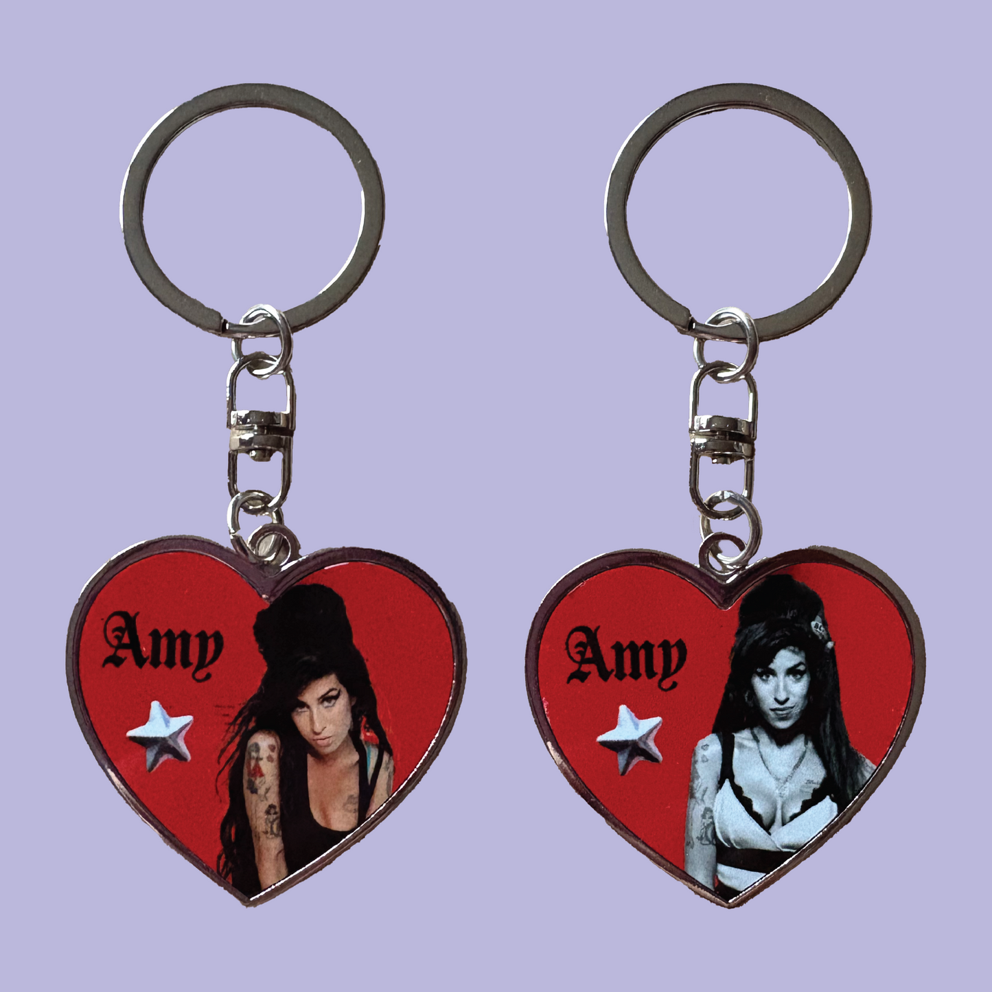 Amy Winehouse Heart Keychain Double Sided