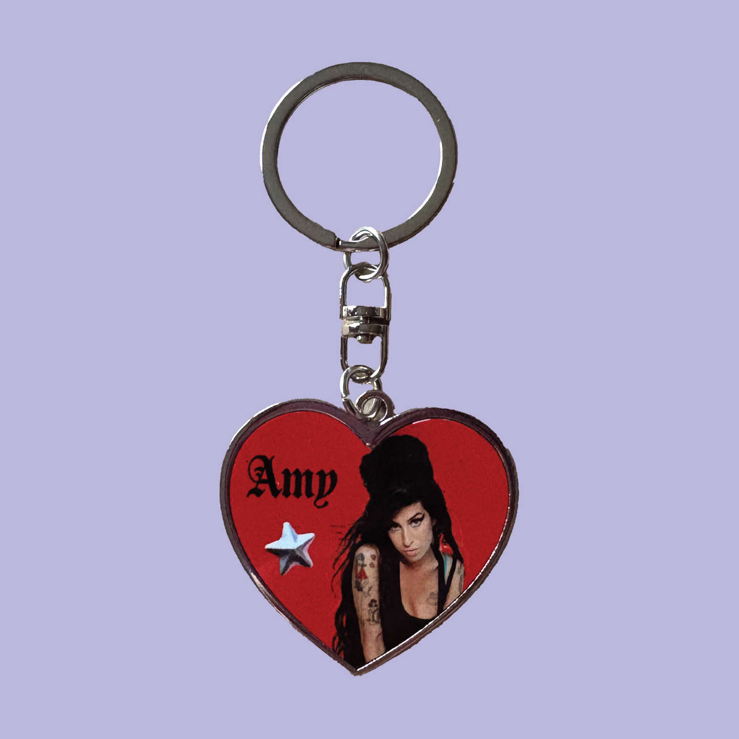 Amy Winehouse Heart Keychain Double Sided
