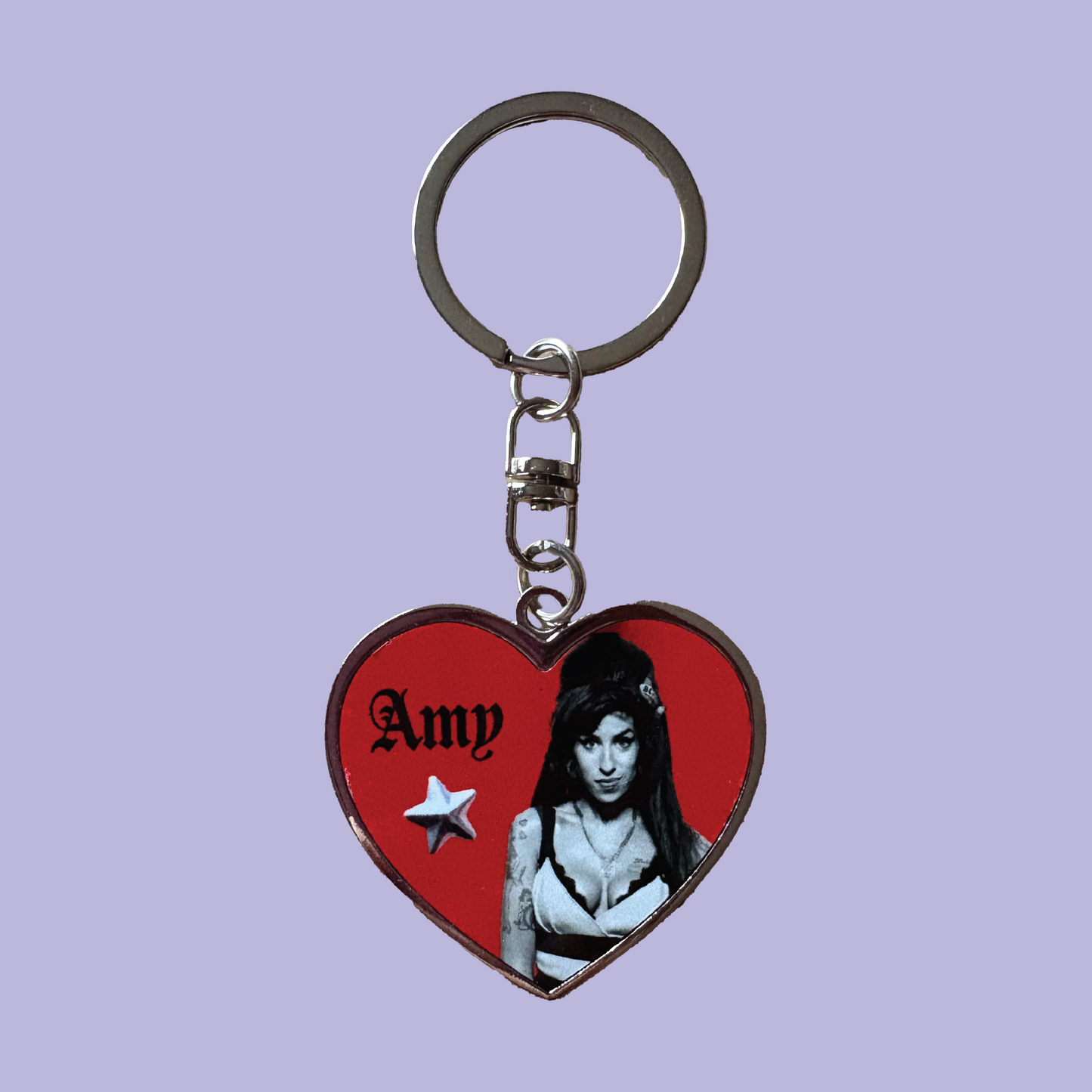 Amy Winehouse Heart Keychain Double Sided
