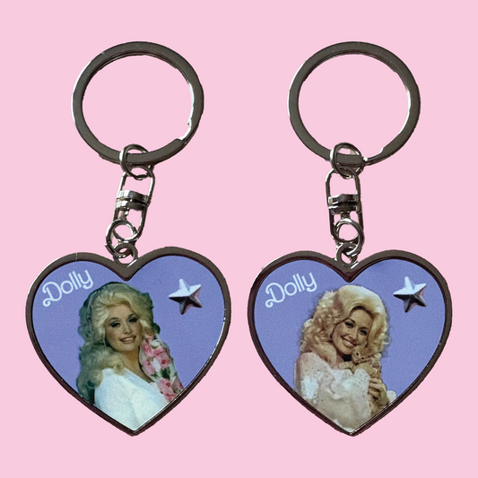 Dolly Parton Heart Keychain Double Sided