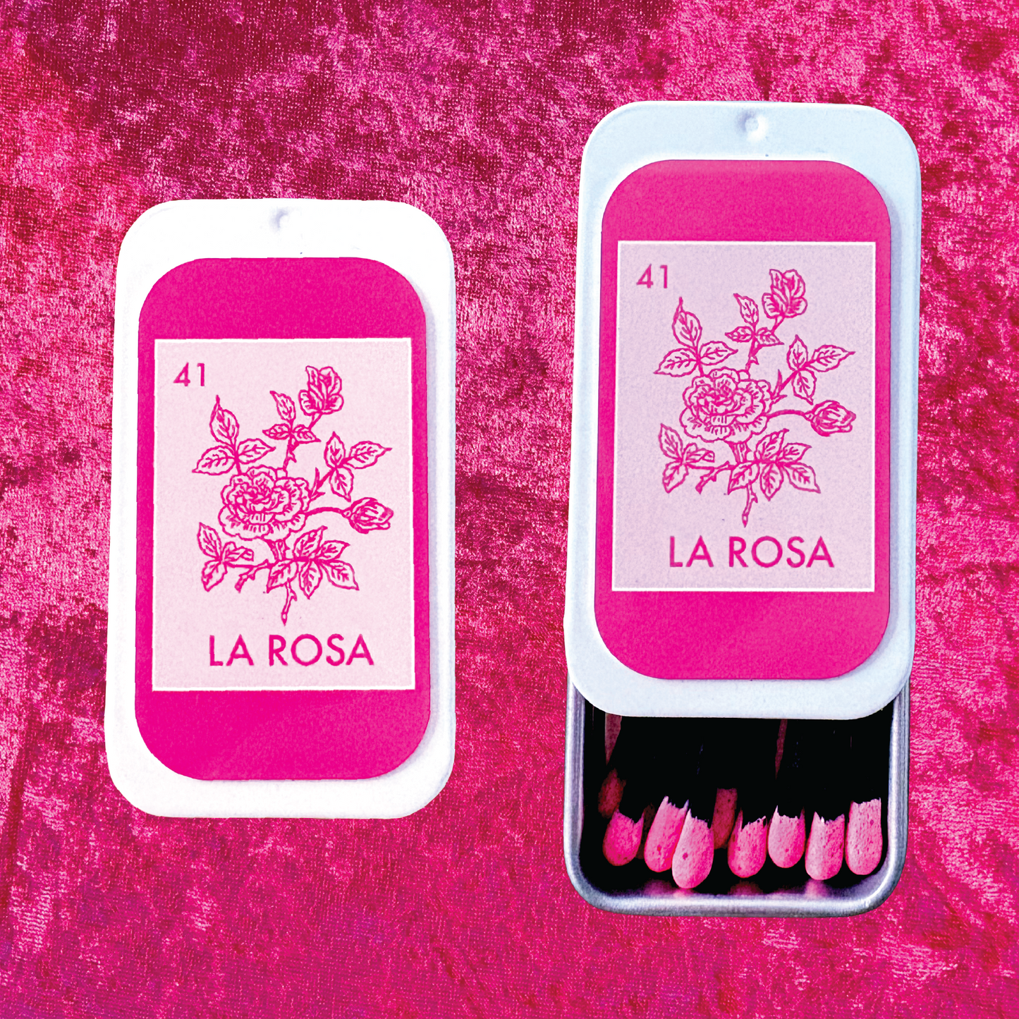 La Rosa Loteria Reusable Metal Matchbox