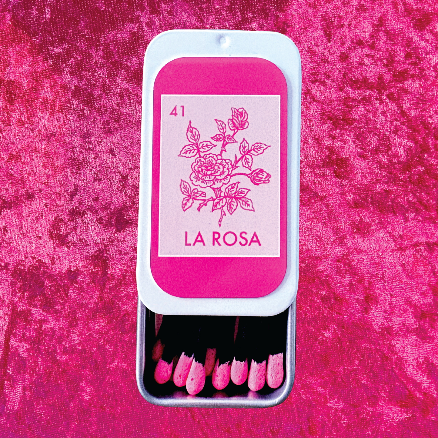 La Rosa Loteria Reusable Metal Matchbox