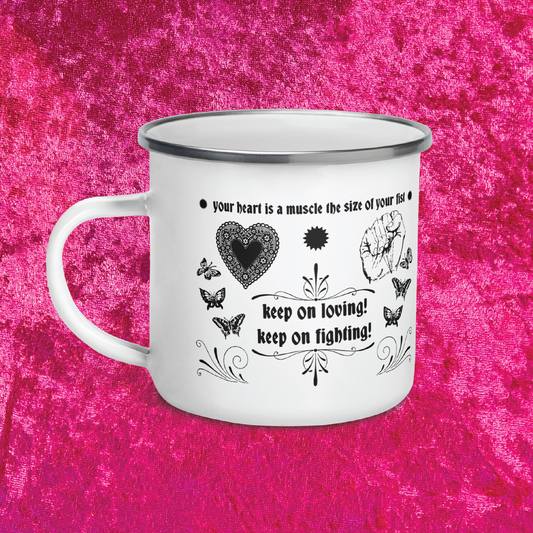 Heart is a Muscle Enamel 12 oz Camp Mug