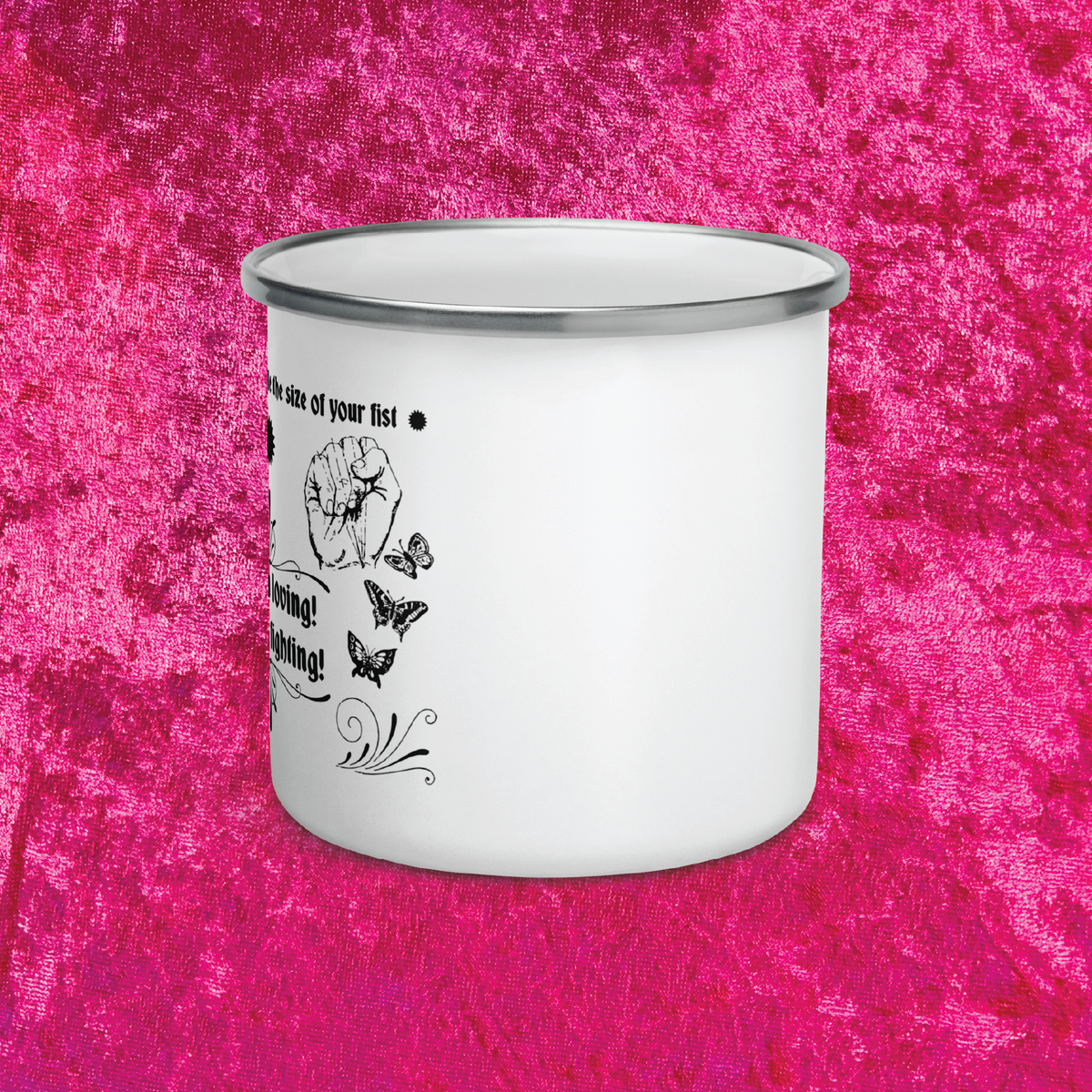 Heart is a Muscle Enamel 12 oz Camp Mug