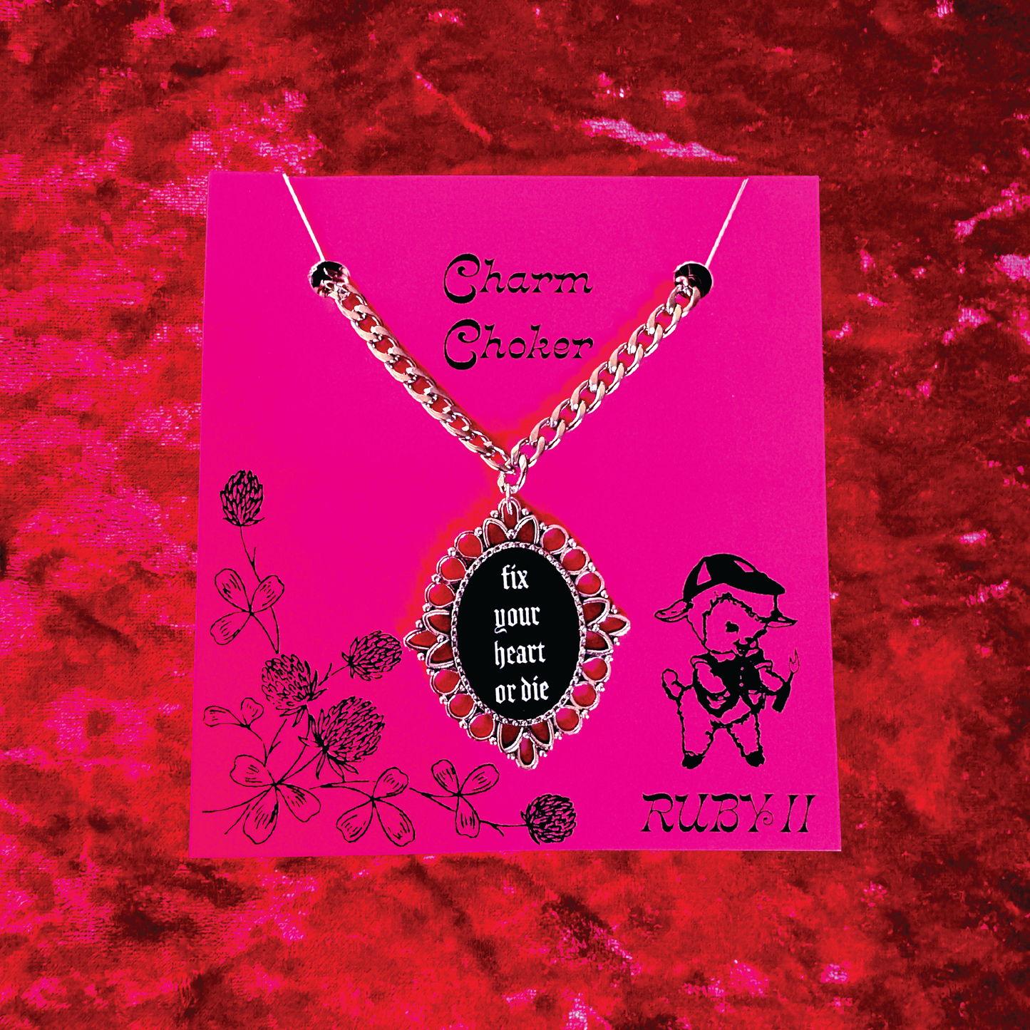 Fix Your Heart or Die Charm Choker Necklace