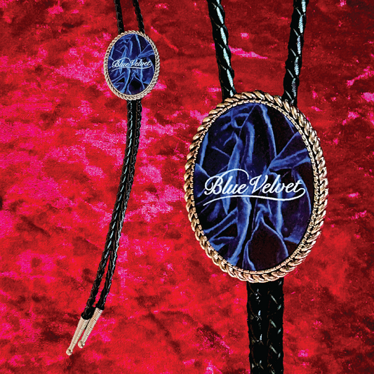 Blue Velvet Leather Bolo Tie