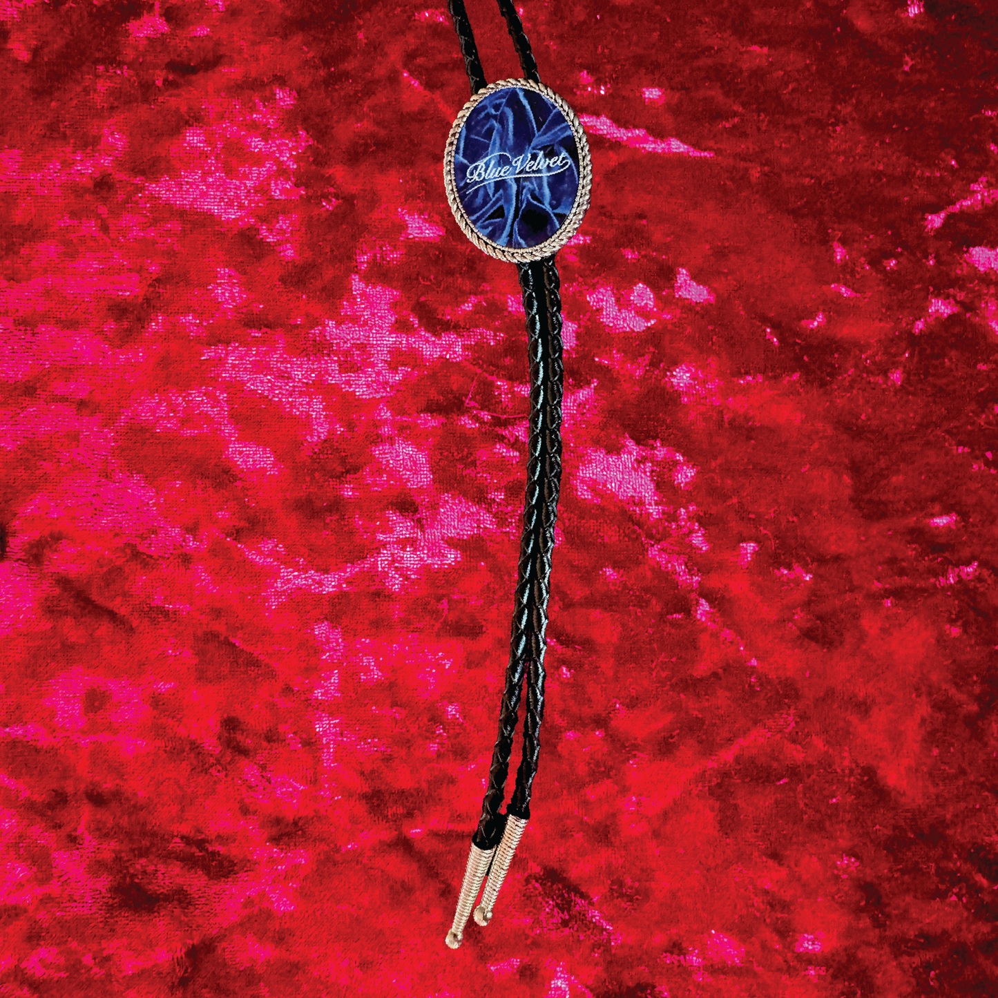 Blue Velvet Leather Bolo Tie