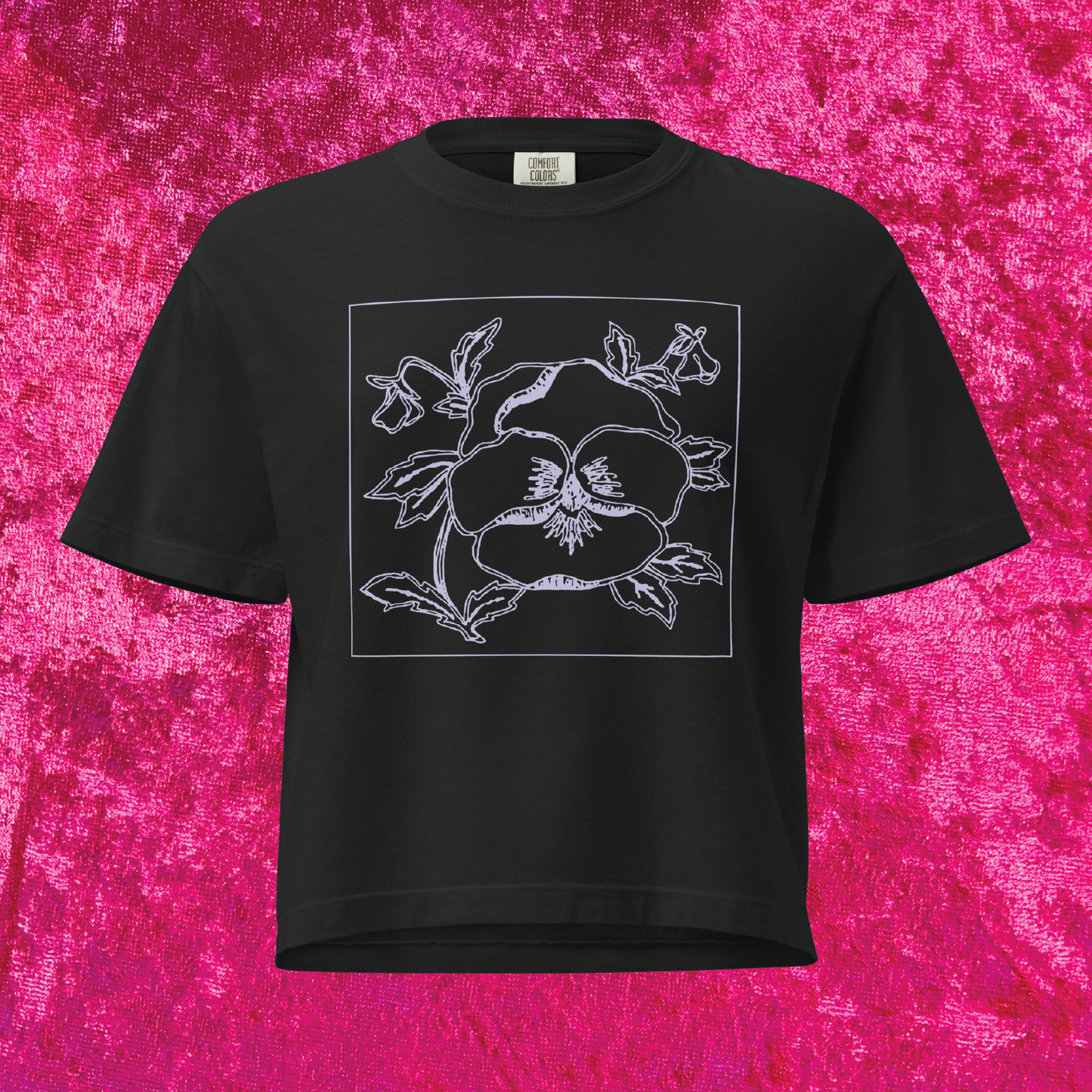 Pansy Boxy Cropped Tee - Black or Ivory
