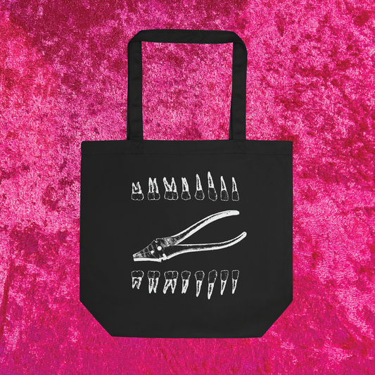 Pulling Teeth Black Cotton Tote Bag