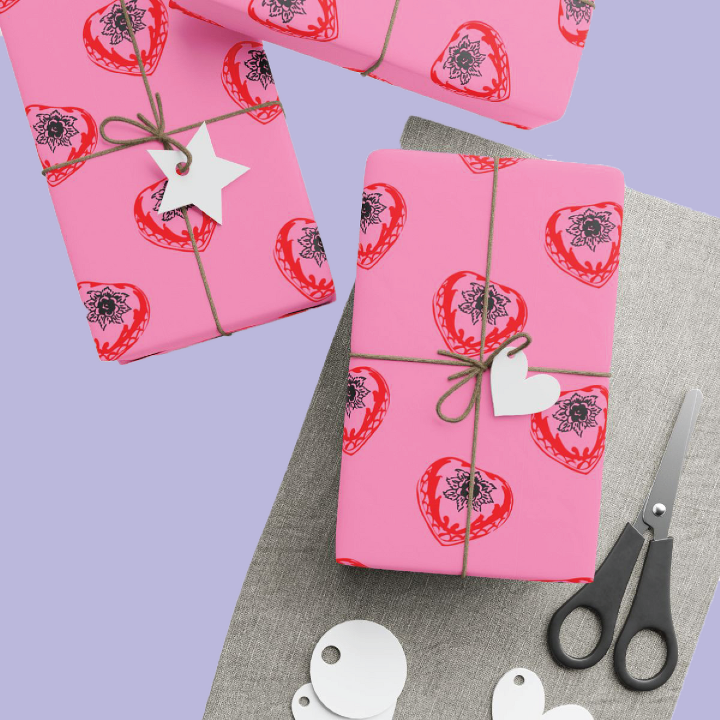 Twin Hearts Wrapping Paper