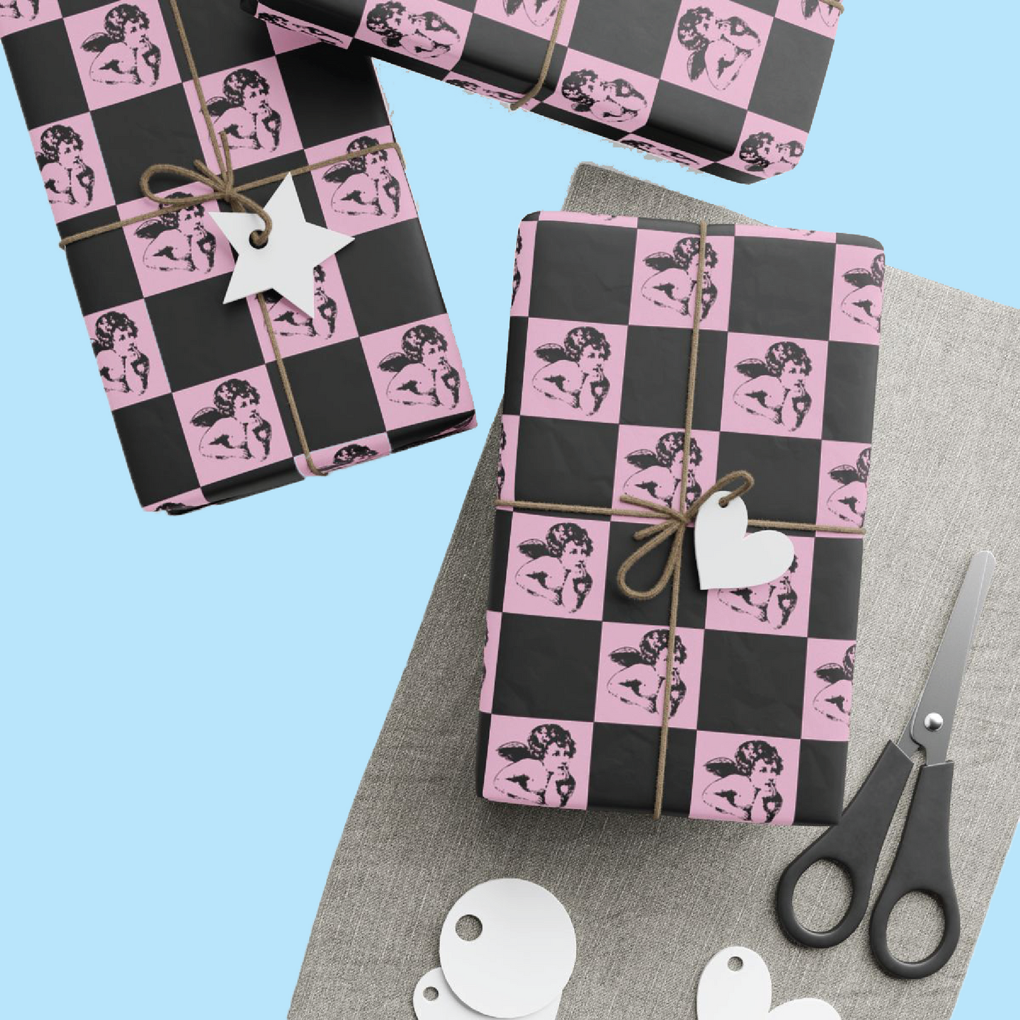 Cherub Check Wrapping Paper